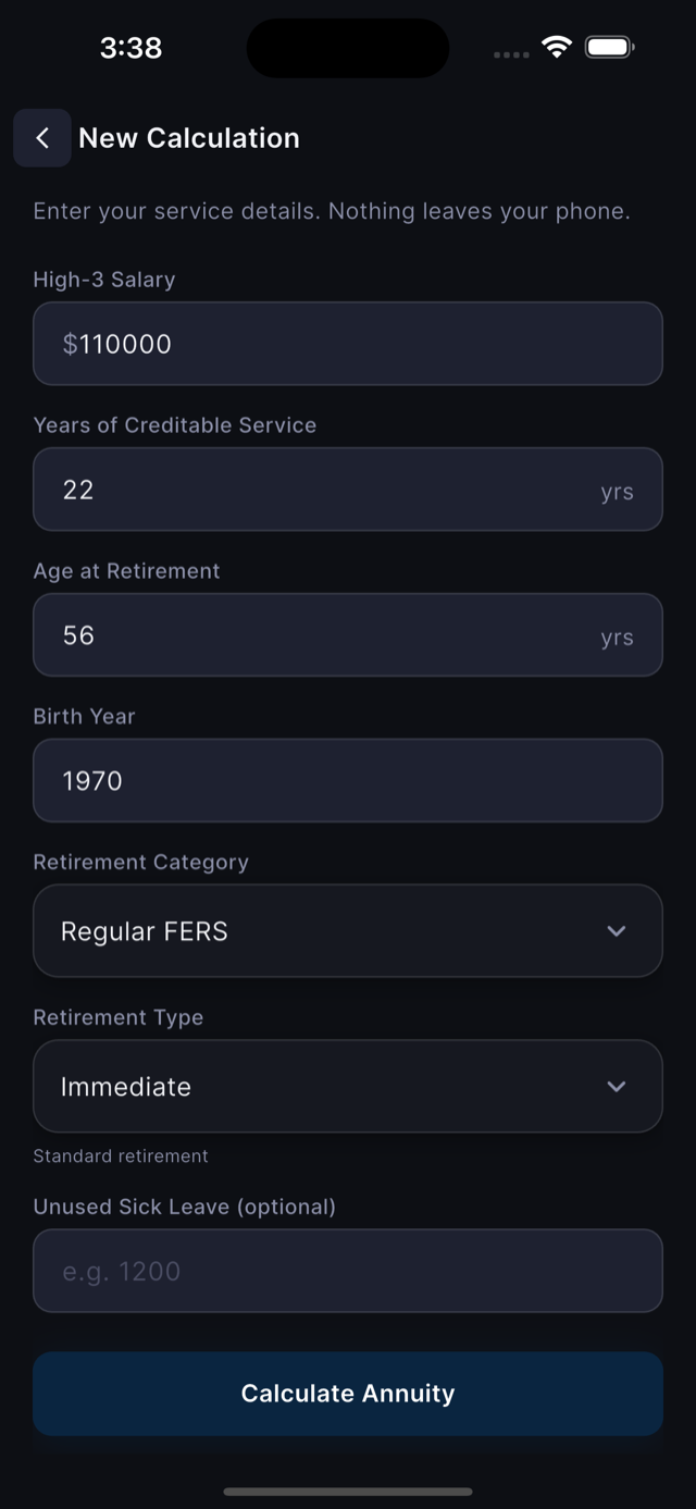 FERS Pro: Pension Calculator screenshot 2