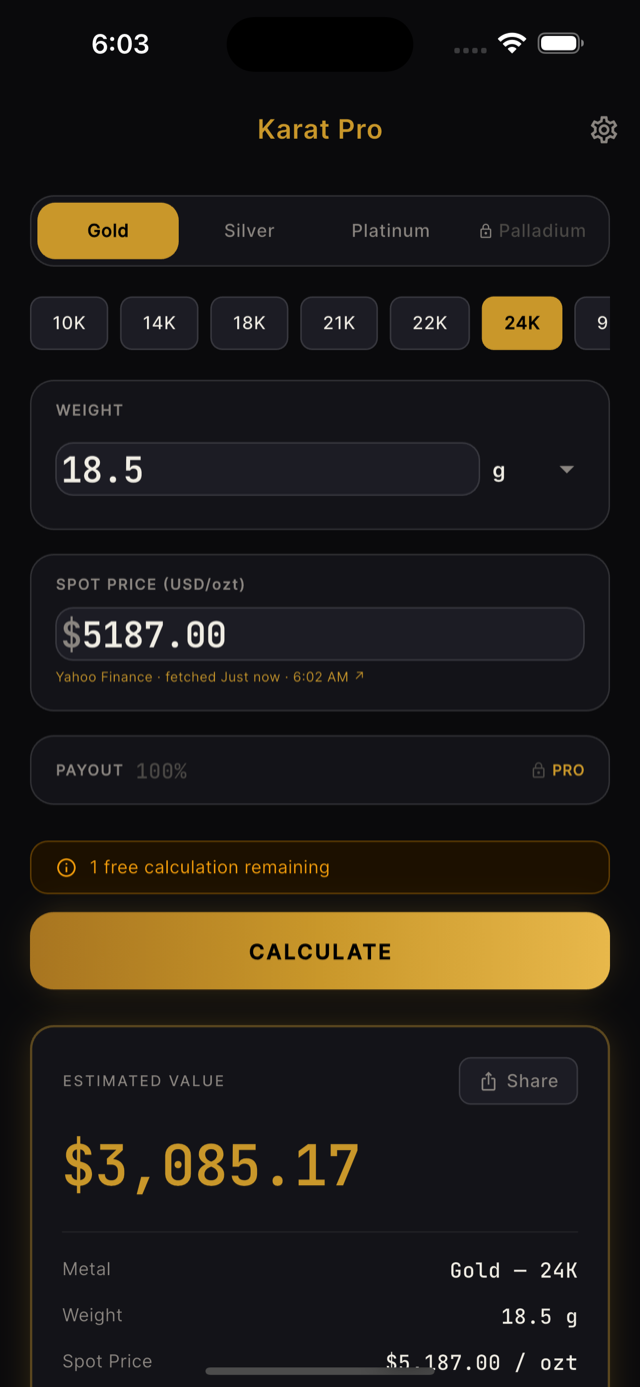 Karat Pro: Gold Calculator screenshot 2