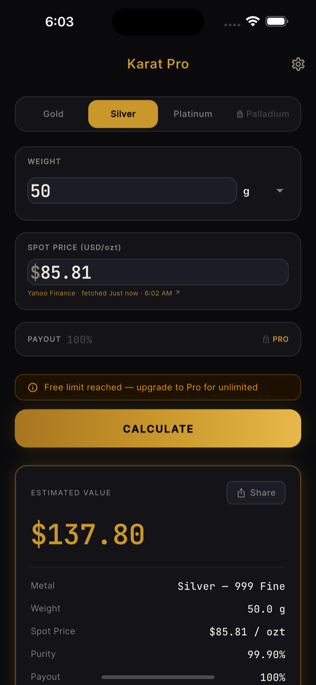 Karat Pro: Gold Calculator screenshot 3