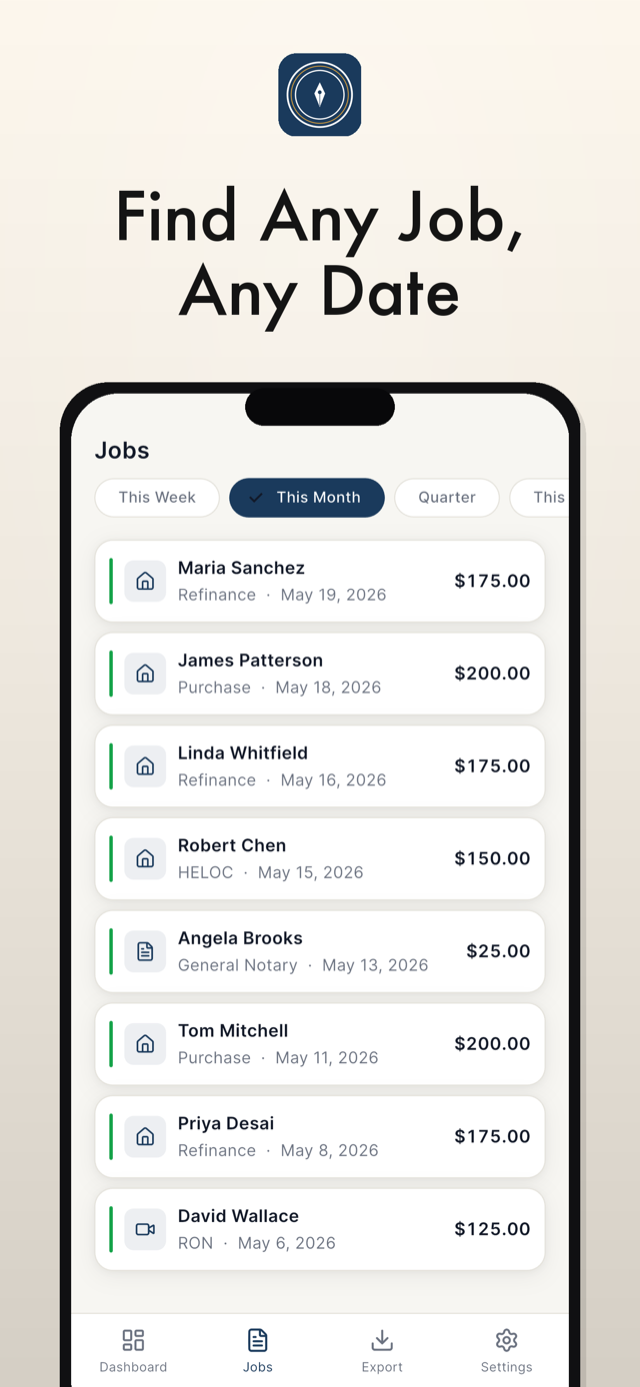 NotaryDesk: Job Log + CSV screenshot 2